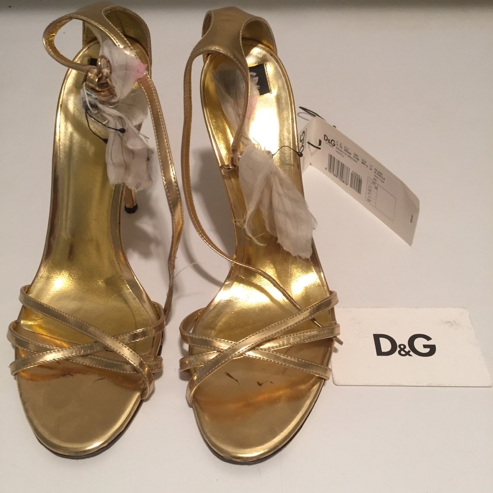 D&G gold high heel sandals 38.5